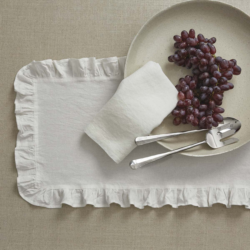 RUFFLE TABLE RUNNER - 72"L - NATURAL