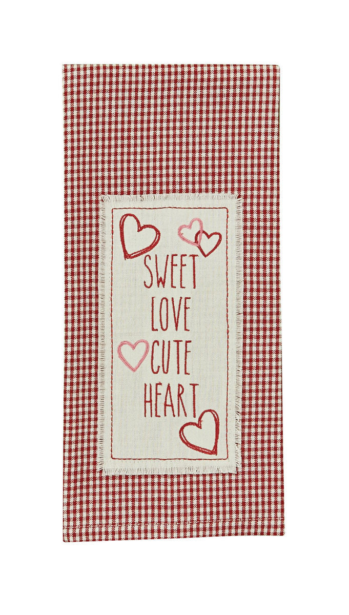 SWEET LOVE EMBROIDERED APPLIQUE DISHTOWEL