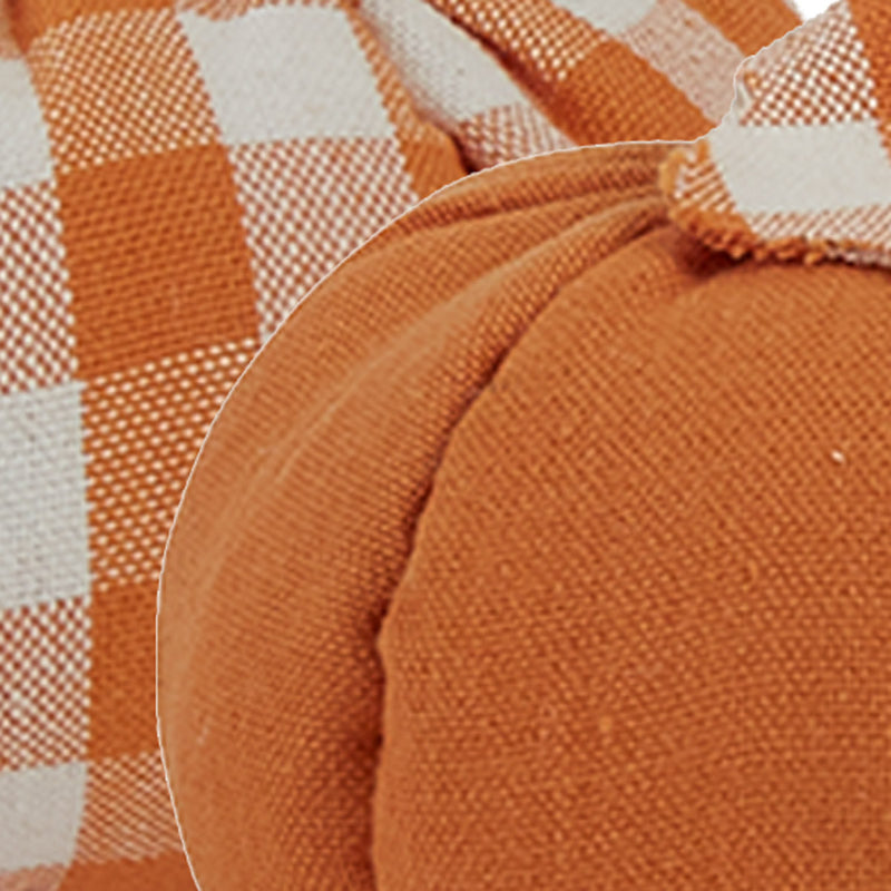 SMALL SET OF 3 SOLID ORANGE AND CREAM CHECK PUMPKINS