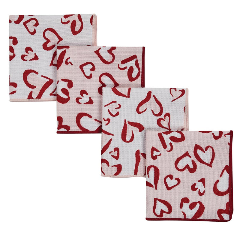 WILD HEARTS HEARTS DISHCLOTH SET 4