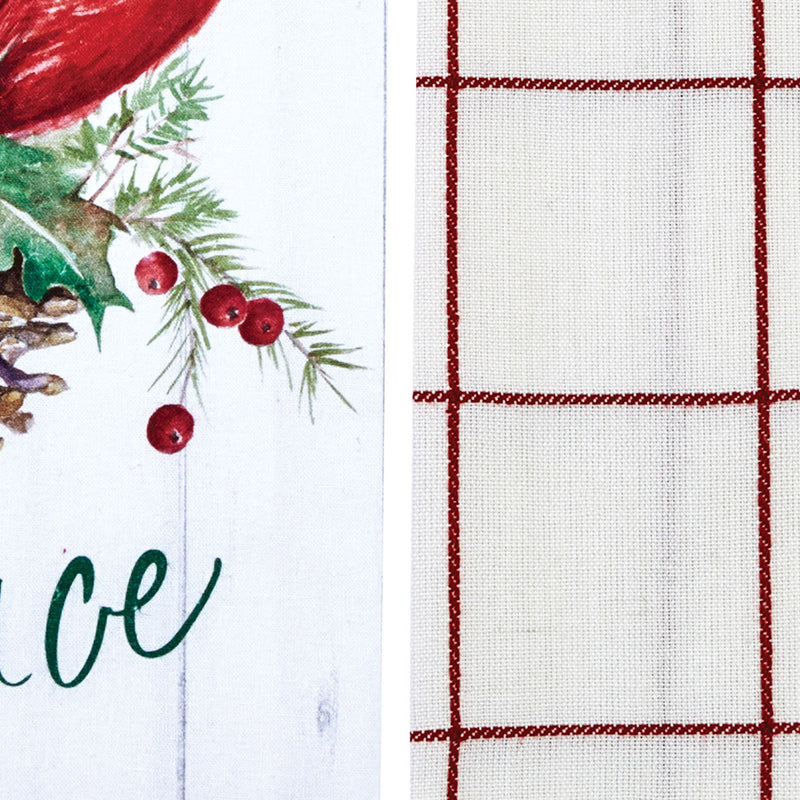 POINSETTIA PINE 2 DISHTOWEL SET - CARDINAL