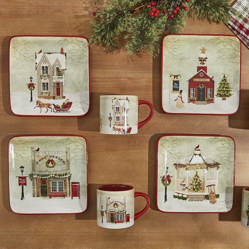 VINTAGE TOWN SQUARE SALAD PLATE 4 ASSORTED